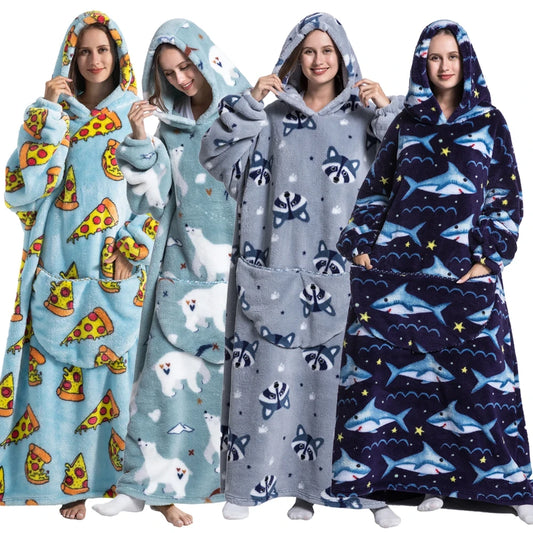 Sherpa Fleece Wearable Blanket Hoodie