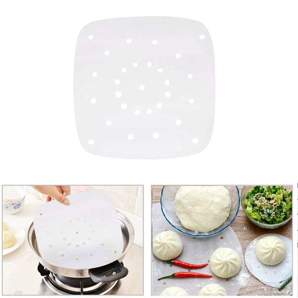 100pcs 7/8/9 inches Parchment Paper Sheets Inch Air Fryer Liners Perforated Non-stick Mat Steaming Cooking Baking oil papers