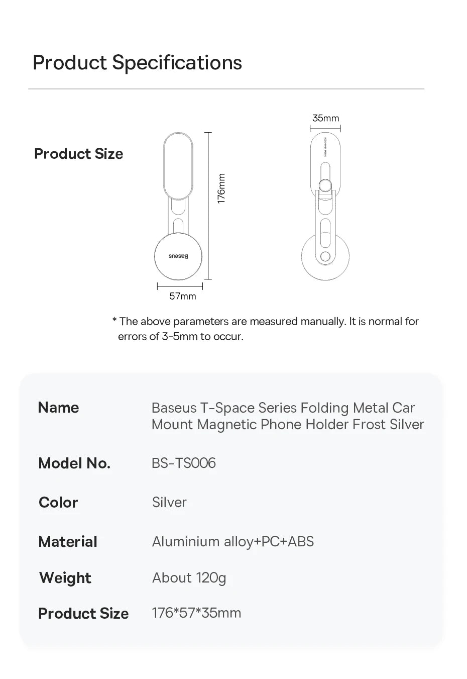 Baseus Magnetic Car Phone Holder for Tesla Display APP Foldable 360 Degree Rotation Metal Car Mount for iPhone 12 13 14 Pro Max