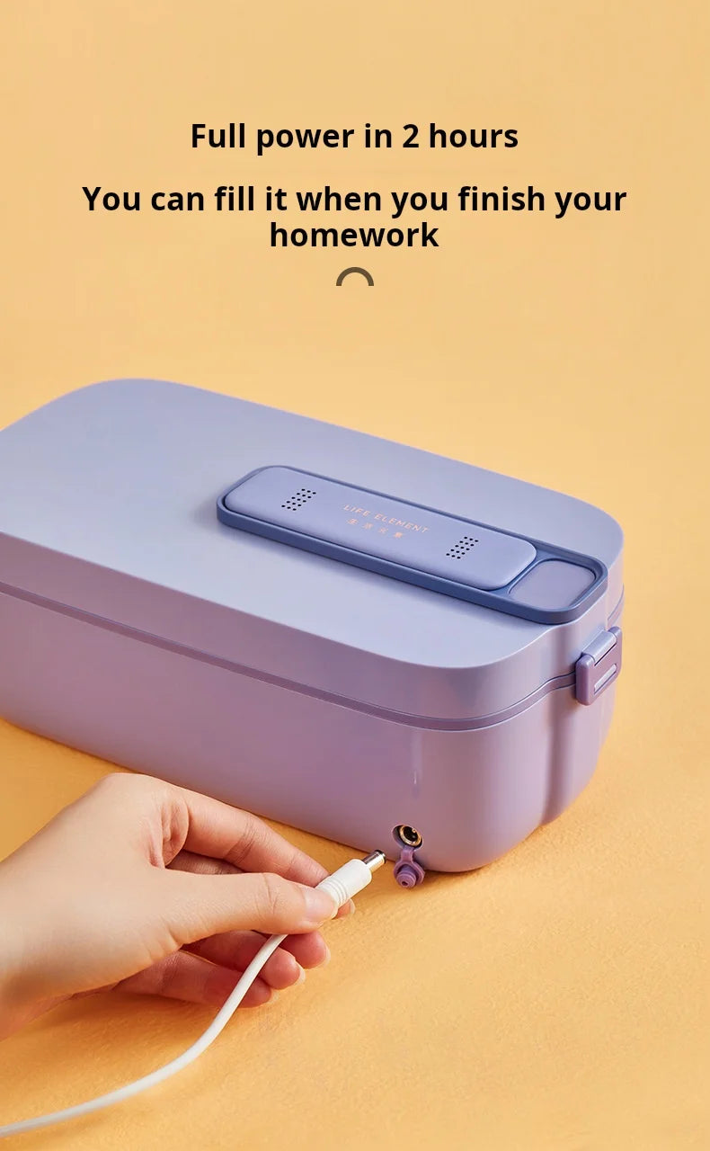 2200mAH 1L Water-free Wireless Electric Lunch Box Heating Food Container Portable Food Warmer Stainless Steel Liner Box