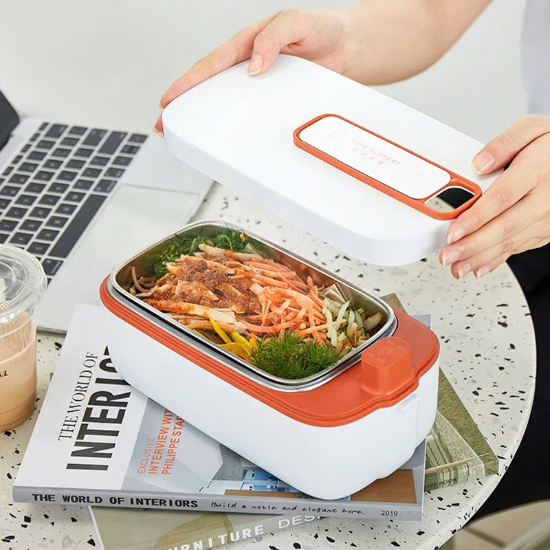 2200mAH 1L Water-free Wireless Electric Lunch Box Heating Food Container Portable Food Warmer Stainless Steel Liner Box