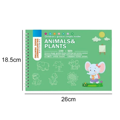 3D Groove Reusable Children Drawing Books Educational Montessori Games Magic Book Curious Copybook for Writing Practice Book