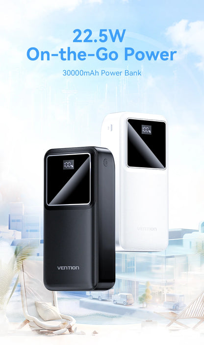 Vention 30000mAh Power Bank 22.5W PD Fast Charge Portable PowerBank for iPhone 15 Pro Max Xiaomi Huawei Portable Battery Charger