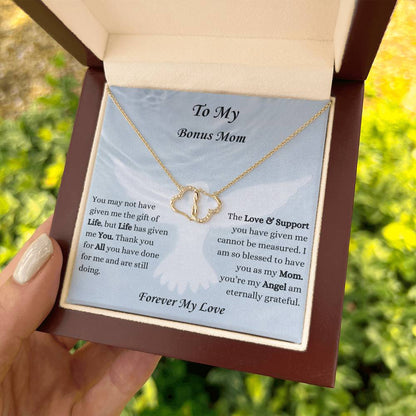 Everlasting Love Connected Heart Necklace To My Bonus Mom  | Adopted Mom | Second Mom | Mother's Day Gifts | Stepmother | Grandmother | Gift for Mother-in-Law