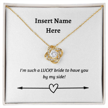 Personalize Love Knot Necklace| For Bride | Mother-in -Law| Mother of the Bride| Groom's Mom