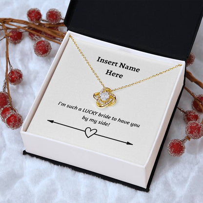 Personalize Love Knot Necklace| For Bride | Mother-in -Law| Mother of the Bride| Groom's Mom