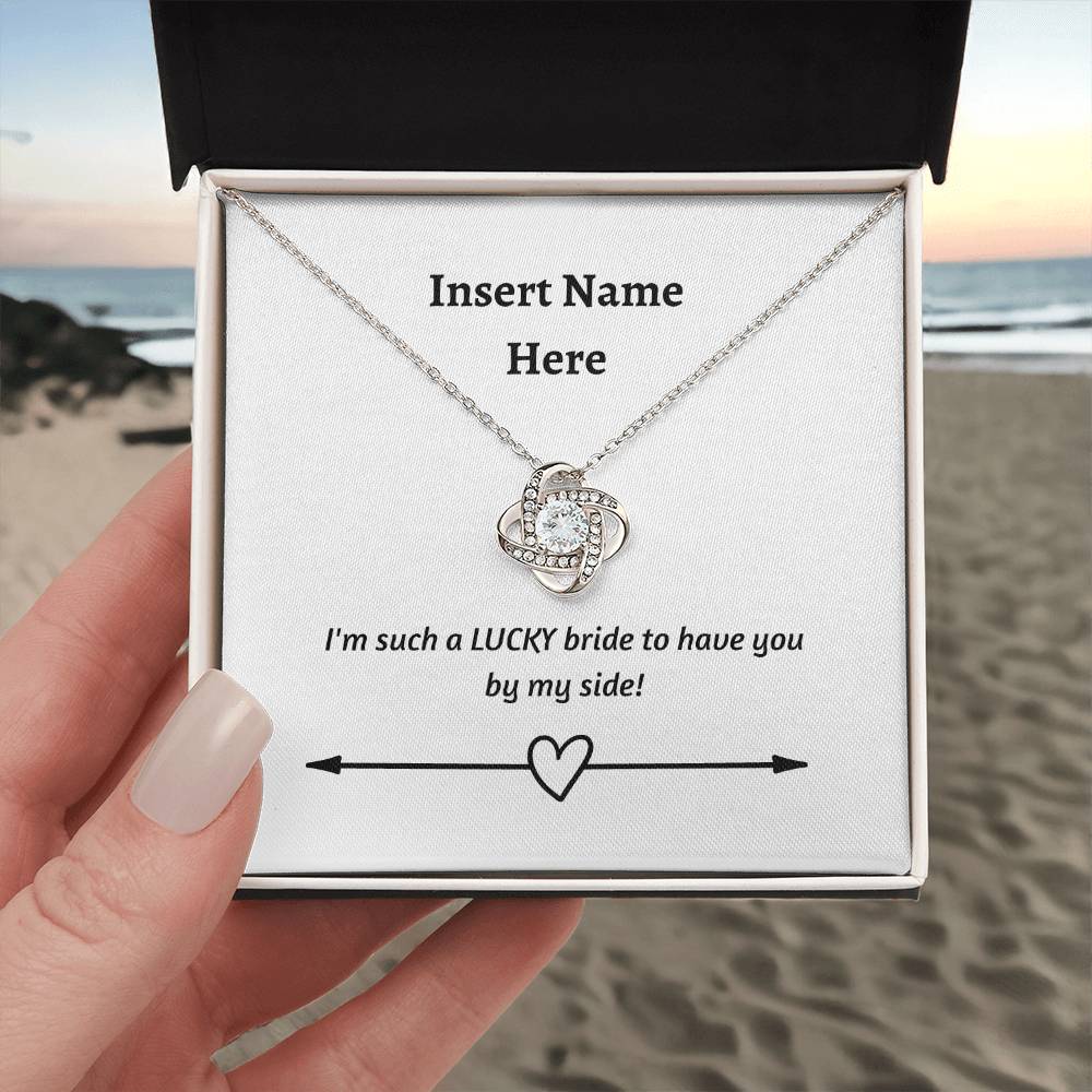 Personalize Love Knot Necklace| For Bride | Mother-in -Law| Mother of the Bride| Groom's Mom