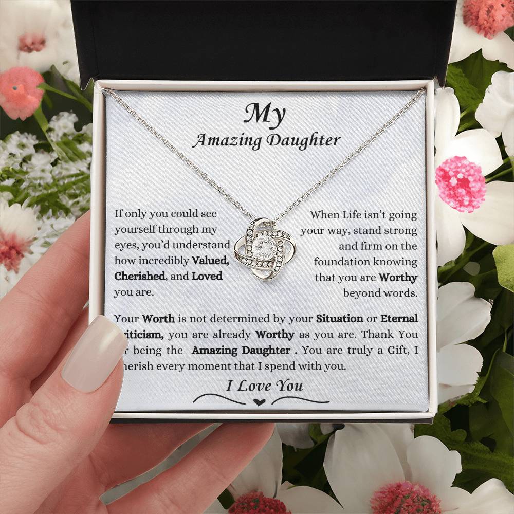 Love Knot Necklace For My Amazing Daughter | Step-Daughter| Adopted-Daughter | Bonus-Daughter | Grand-Daughter