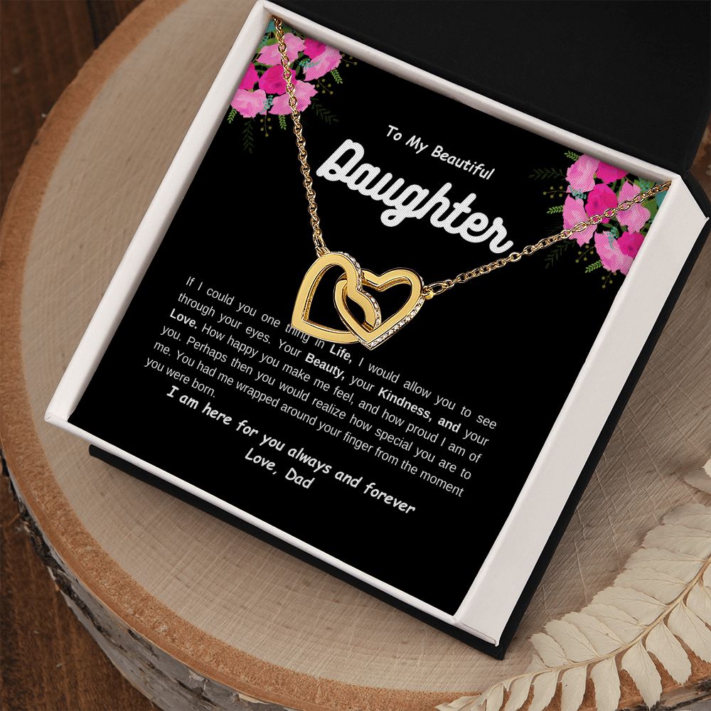 Interlocking Heart Necklace|To My Beautiful Daughter| For Birthday| For Valentine's Day| For Graduation