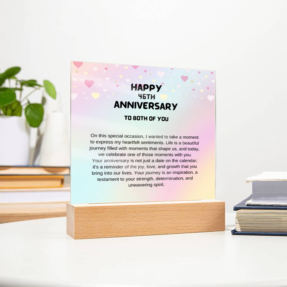 Anniversary Acrylic Plaque| For Couples| For Employees| For Bosses| Grandparents| Sister| Best Friends