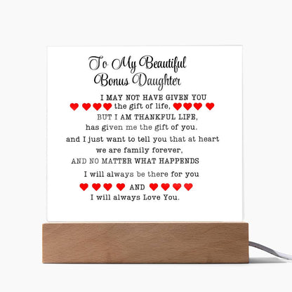 To My Beautiful Bonus Daughter| Adopted Daughter Gift| Step Daughter Gift| Birthday Gift| Valentines Day Gift| Christmas Gift