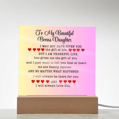 To My Beautiful Bonus Daughter| Adopted Daughter Gift| Step Daughter Gift| Birthday Gift| Valentines Day Gift| Christmas Gift