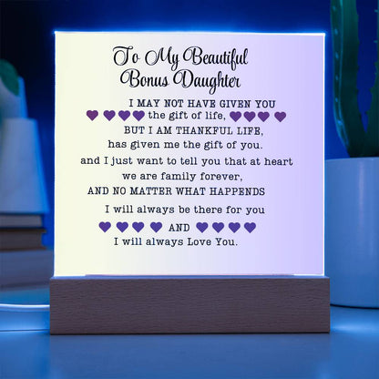 To My Beautiful Bonus Daughter| Adopted Daughter Gift| Step Daughter Gift| Birthday Gift| Valentines Day Gift| Christmas Gift