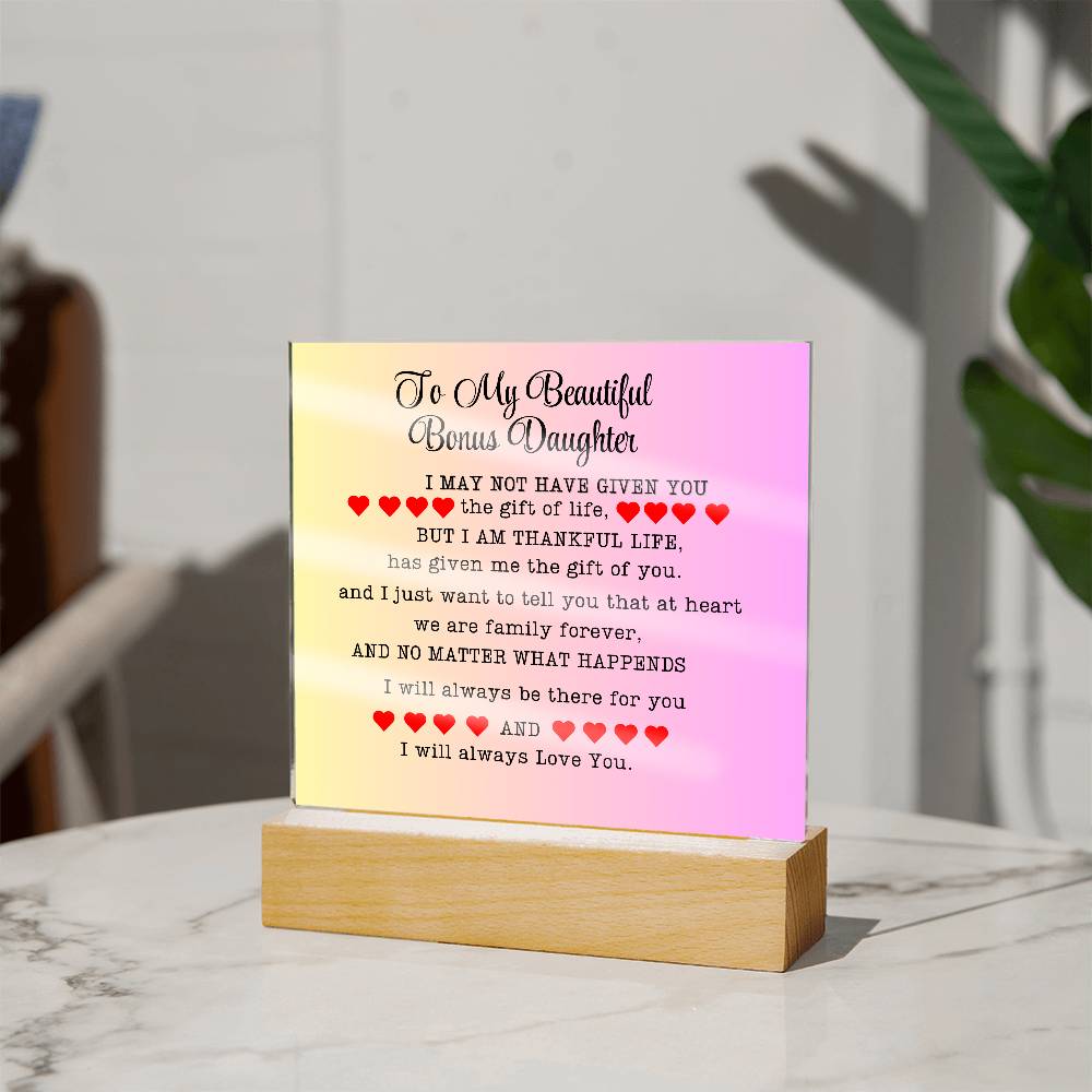 To My Beautiful Bonus Daughter| Adopted Daughter Gift| Step Daughter Gift| Birthday Gift| Valentines Day Gift| Christmas Gift