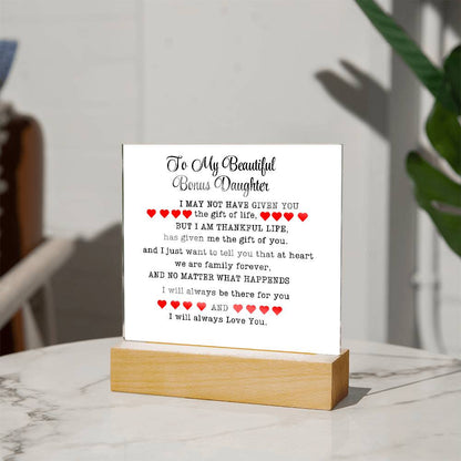 To My Beautiful Bonus Daughter| Adopted Daughter Gift| Step Daughter Gift| Birthday Gift| Valentines Day Gift| Christmas Gift