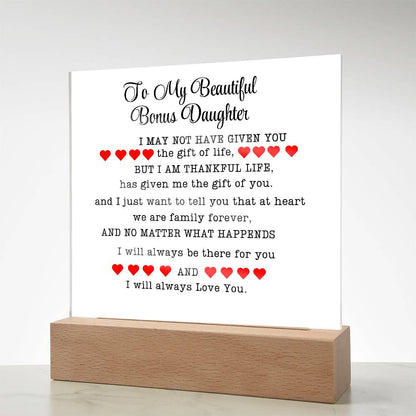 To My Beautiful Bonus Daughter| Adopted Daughter Gift| Step Daughter Gift| Birthday Gift| Valentines Day Gift| Christmas Gift