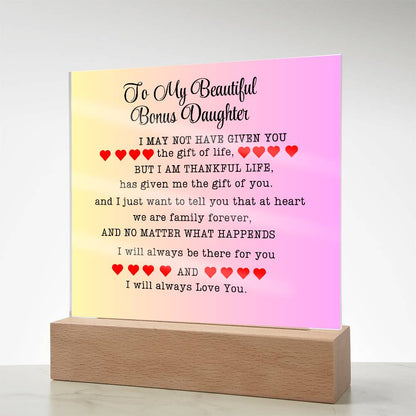 To My Beautiful Bonus Daughter| Adopted Daughter Gift| Step Daughter Gift| Birthday Gift| Valentines Day Gift| Christmas Gift