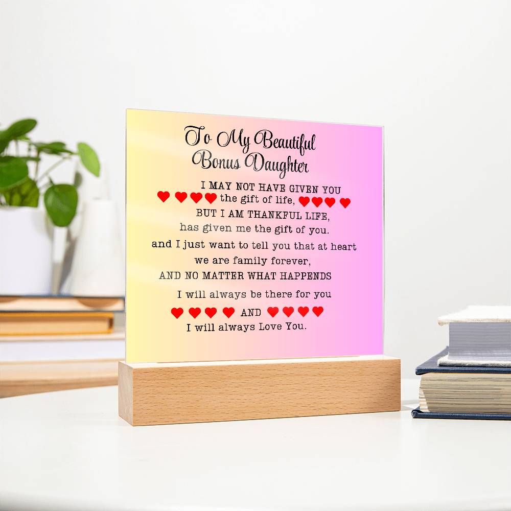 To My Beautiful Bonus Daughter| Adopted Daughter Gift| Step Daughter Gift| Birthday Gift| Valentines Day Gift| Christmas Gift