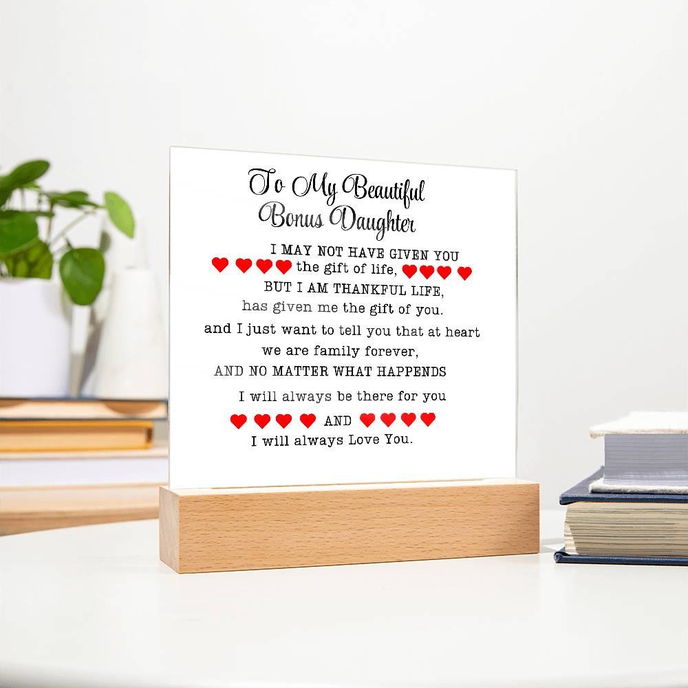 To My Beautiful Bonus Daughter| Adopted Daughter Gift| Step Daughter Gift| Birthday Gift| Valentines Day Gift| Christmas Gift