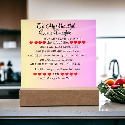 To My Beautiful Bonus Daughter| Adopted Daughter Gift| Step Daughter Gift| Birthday Gift| Valentines Day Gift| Christmas Gift