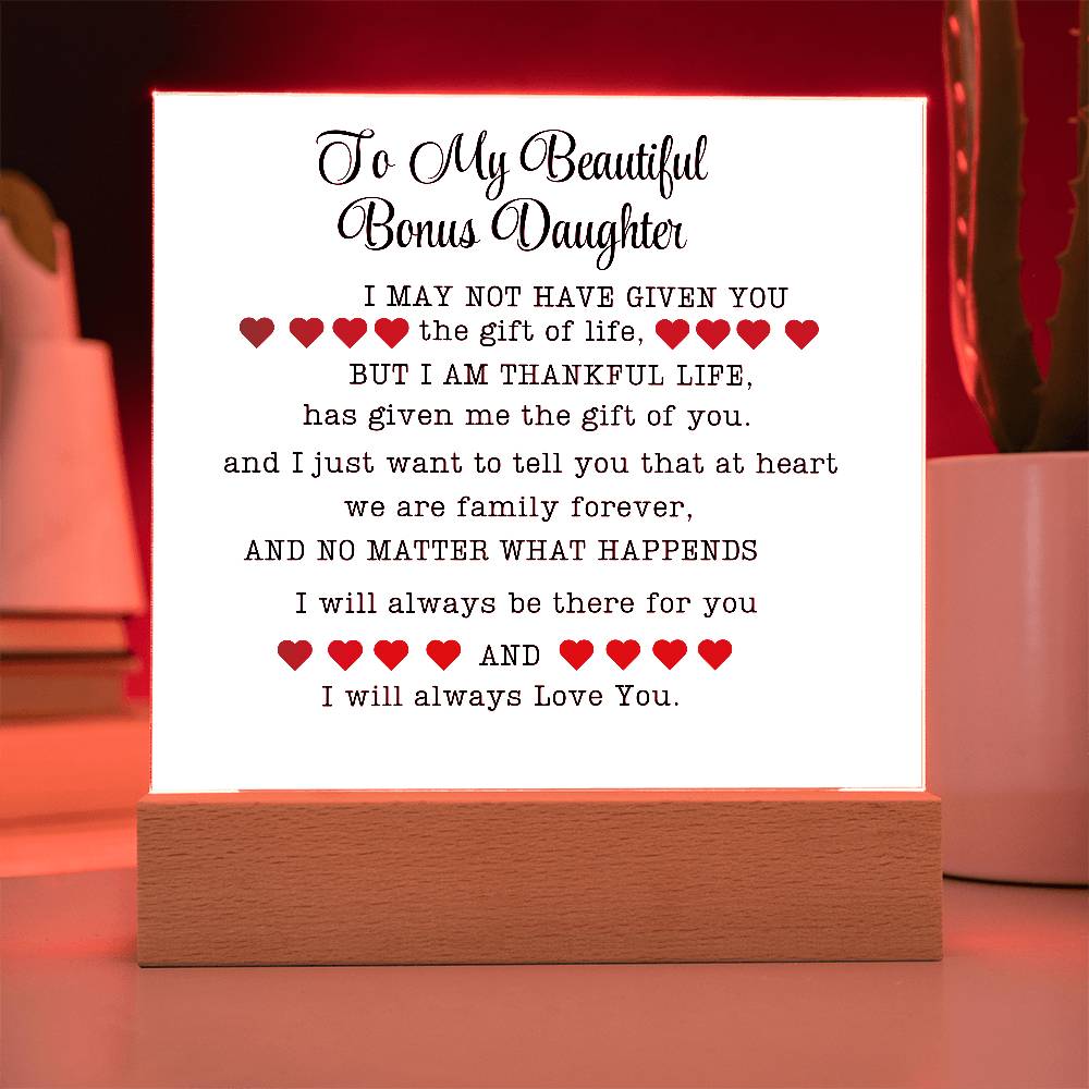 To My Beautiful Bonus Daughter| Adopted Daughter Gift| Step Daughter Gift| Birthday Gift| Valentines Day Gift| Christmas Gift