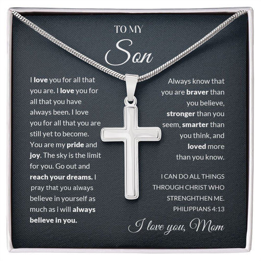 To My Son | I Love You - Cross Necklace