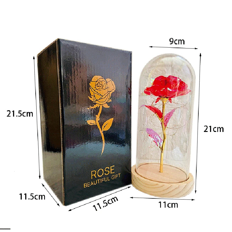 Galaxy Artificial Rose with Led Lights & Dome
